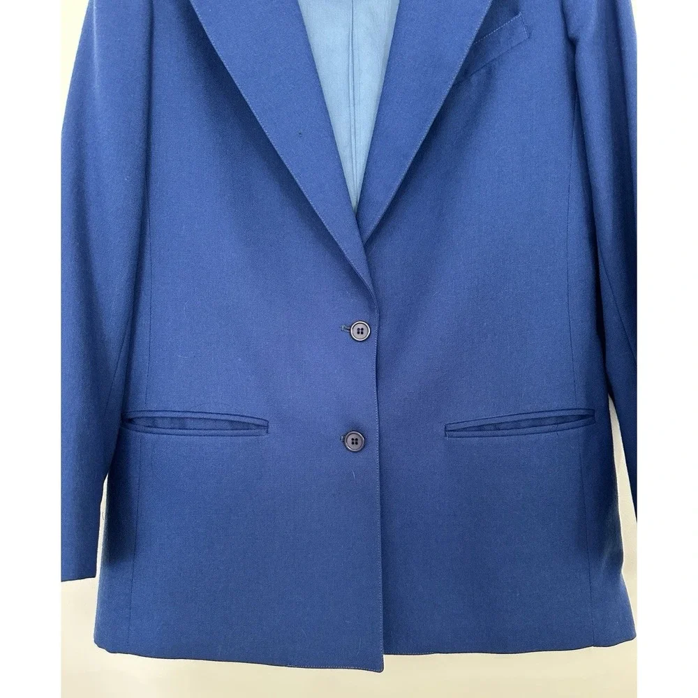 Vintage Christian Dior Wool Slouchy Blazer 8 Cobalt Blue Statement Bold Colorful